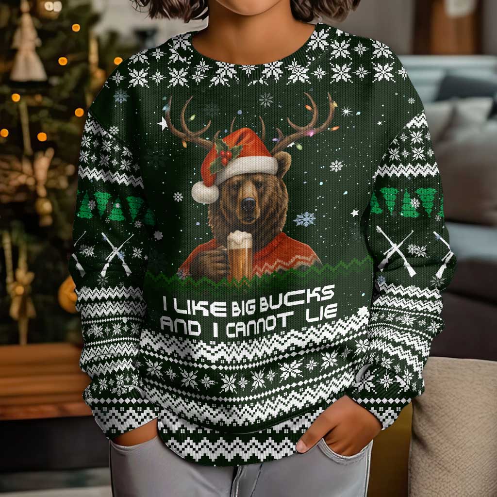 Bear Hunting and Beer Christmas Kid Ugly Christmas Sweater Xmas Holiday Patterns - Wonder Print Shop