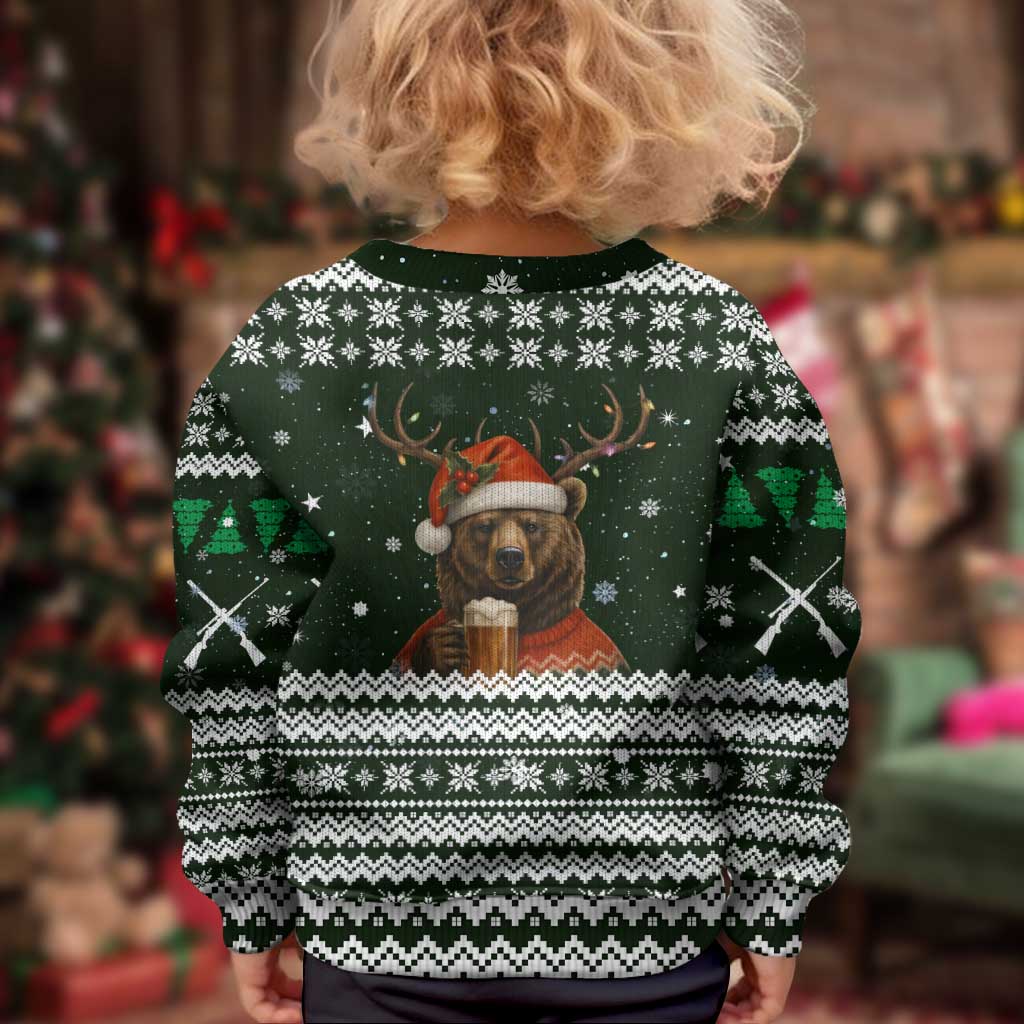 Bear Hunting and Beer Christmas Kid Ugly Christmas Sweater Xmas Holiday Patterns - Wonder Print Shop