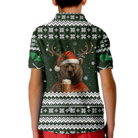 Bear Hunting and Beer Christmas Kid Polo Shirt Xmas Holiday Patterns - Wonder Print Shop