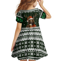 Bear Hunting and Beer Christmas Kid Short Sleeve Dress Xmas Holiday Patterns - Wonder Print Shop