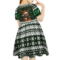 Bear Hunting and Beer Christmas Kid Short Sleeve Dress Xmas Holiday Patterns - Wonder Print Shop