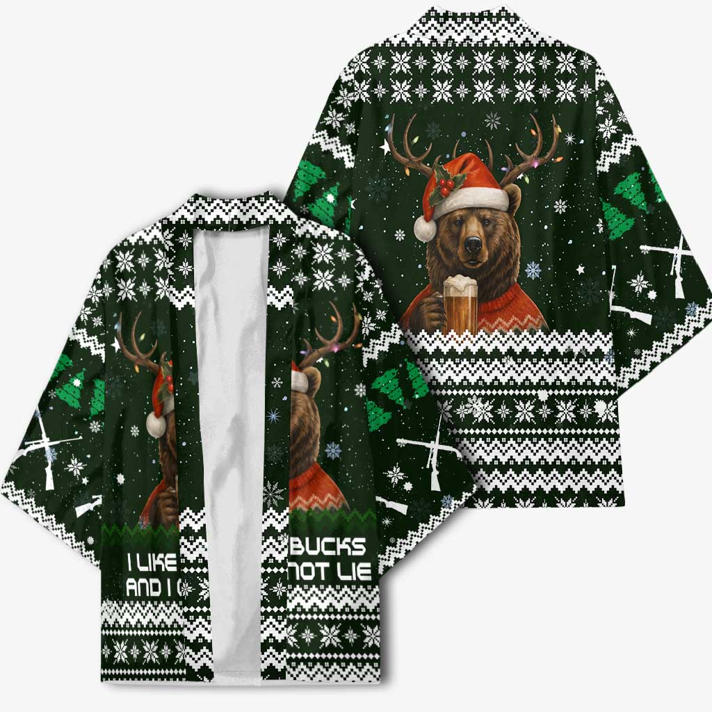 Bear Hunting and Beer Christmas Kimono Xmas Holiday Patterns - Wonder Print Shop