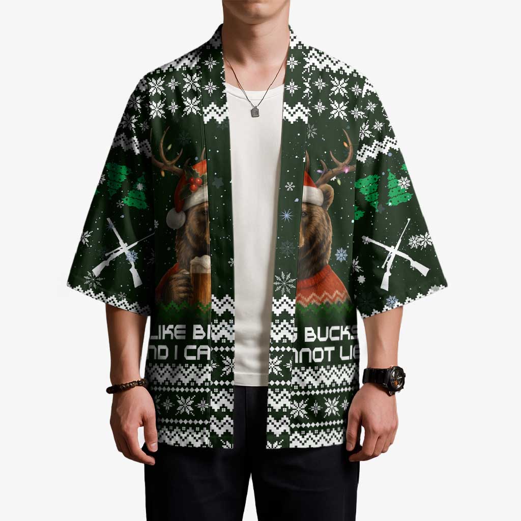 Bear Hunting and Beer Christmas Kimono Xmas Holiday Patterns - Wonder Print Shop