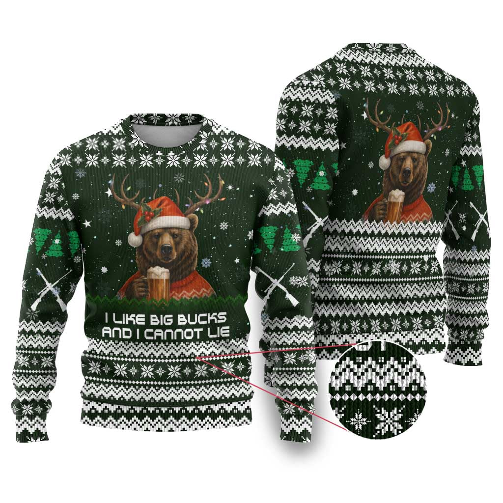 Bear Hunting and Beer Christmas Ugly Christmas Sweater Xmas Holiday Patterns - Wonder Print Shop