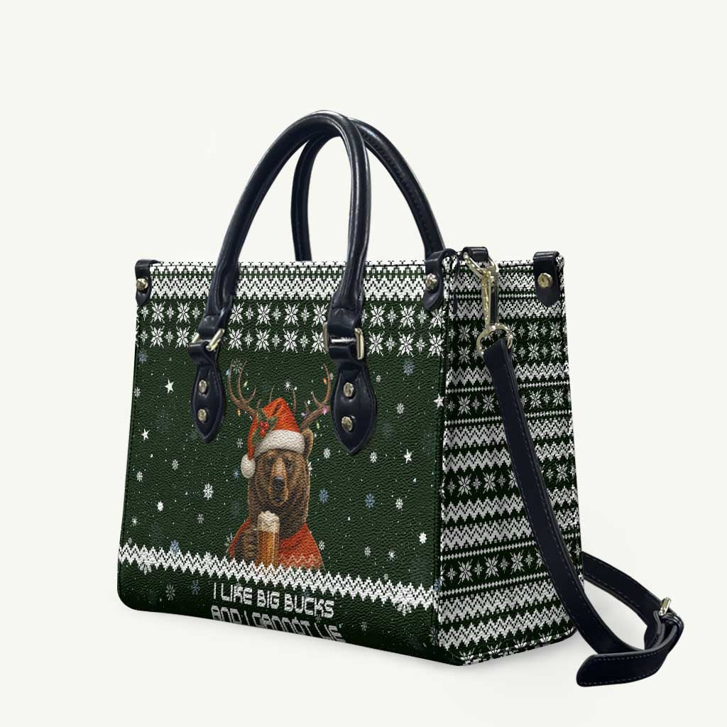 Bear Hunting and Beer Christmas Leather Bag Xmas Holiday Patterns - Wonder Print Shop