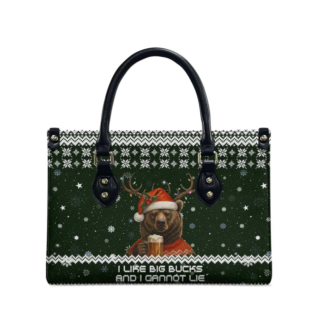 Bear Hunting and Beer Christmas Leather Bag Xmas Holiday Patterns - Wonder Print Shop
