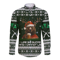 Bear Hunting and Beer Christmas Long Sleeve Button Shirt Xmas Holiday Patterns - Wonder Print Shop