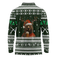 Bear Hunting and Beer Christmas Long Sleeve Polo Shirt Xmas Holiday Patterns - Wonder Print Shop