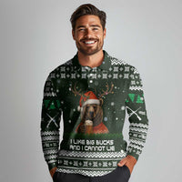 Bear Hunting and Beer Christmas Long Sleeve Polo Shirt Xmas Holiday Patterns - Wonder Print Shop