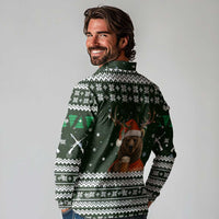 Bear Hunting and Beer Christmas Long Sleeve Polo Shirt Xmas Holiday Patterns - Wonder Print Shop