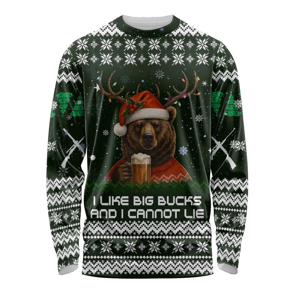 Bear Hunting and Beer Christmas Long Sleeve Shirt Xmas Holiday Patterns - Wonder Print Shop