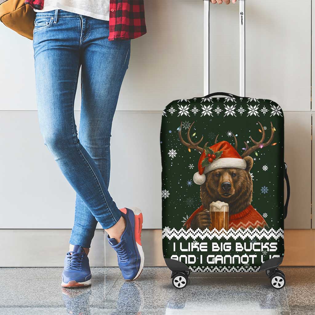 Bear Hunting and Beer Christmas Luggage Cover Xmas Holiday Patterns - Wonder Print Shop