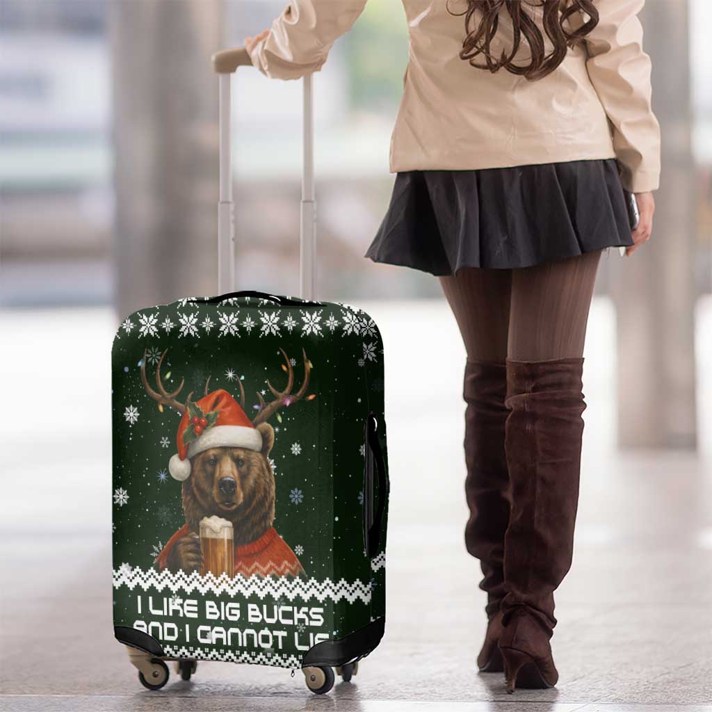 Bear Hunting and Beer Christmas Luggage Cover Xmas Holiday Patterns - Wonder Print Shop