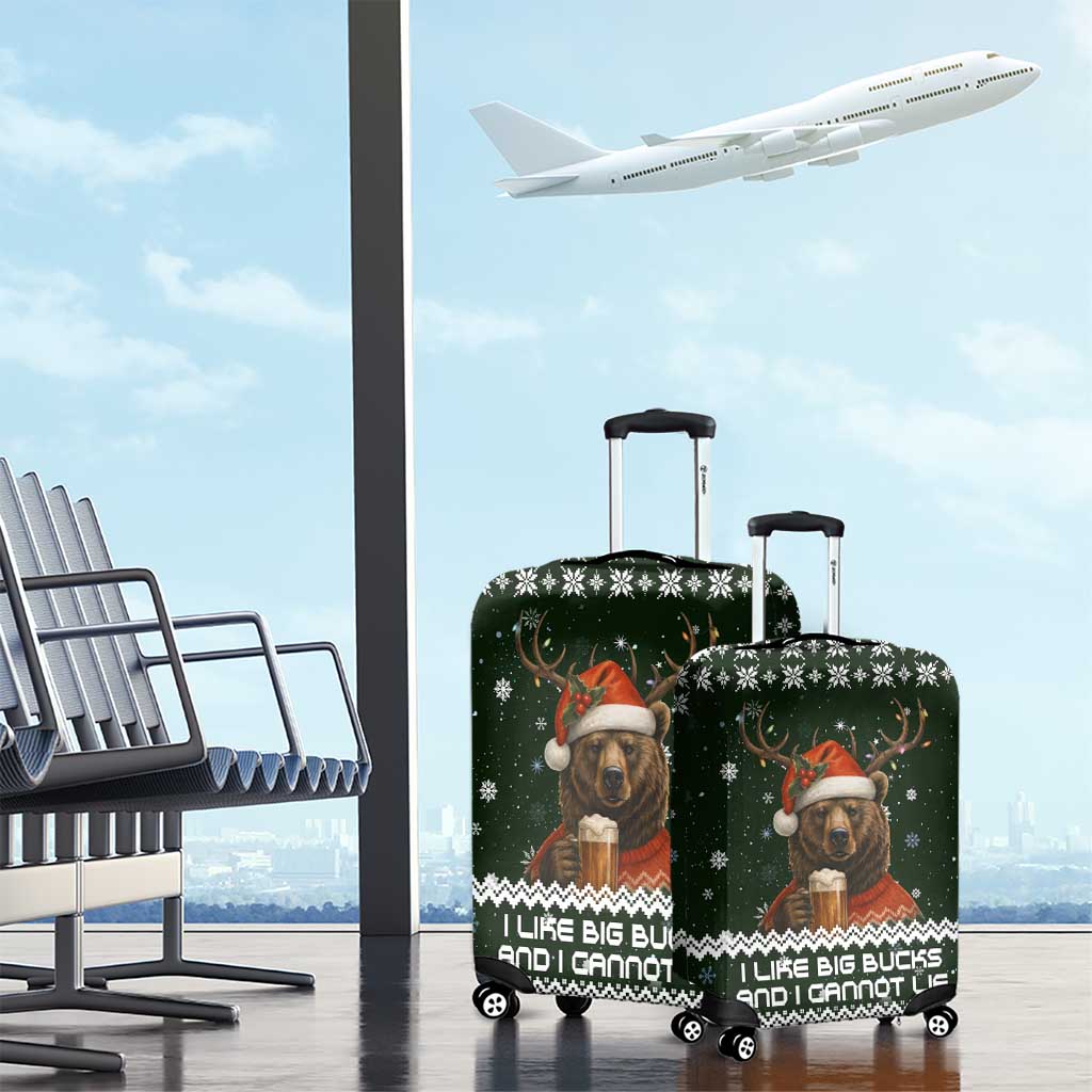 Bear Hunting and Beer Christmas Luggage Cover Xmas Holiday Patterns - Wonder Print Shop