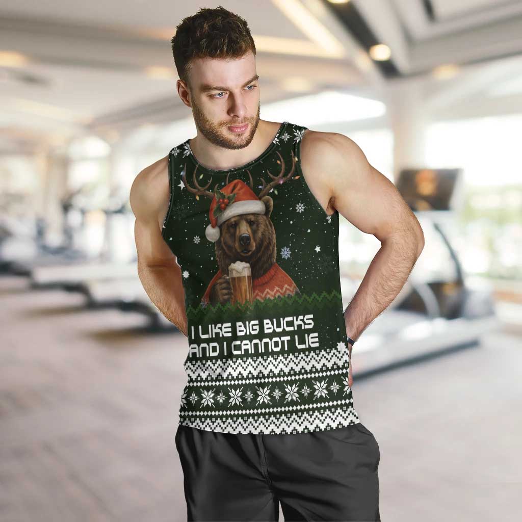 Bear Hunting and Beer Christmas Men Tank Top Xmas Holiday Patterns - Wonder Print Shop