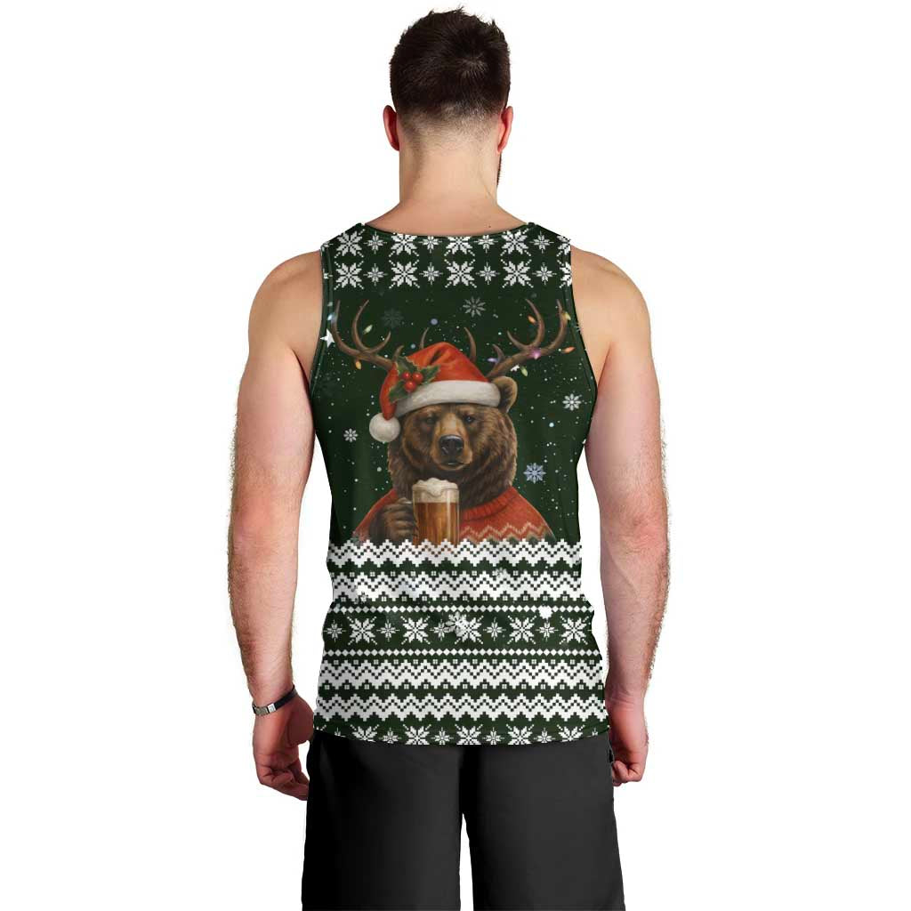 Bear Hunting and Beer Christmas Men Tank Top Xmas Holiday Patterns - Wonder Print Shop