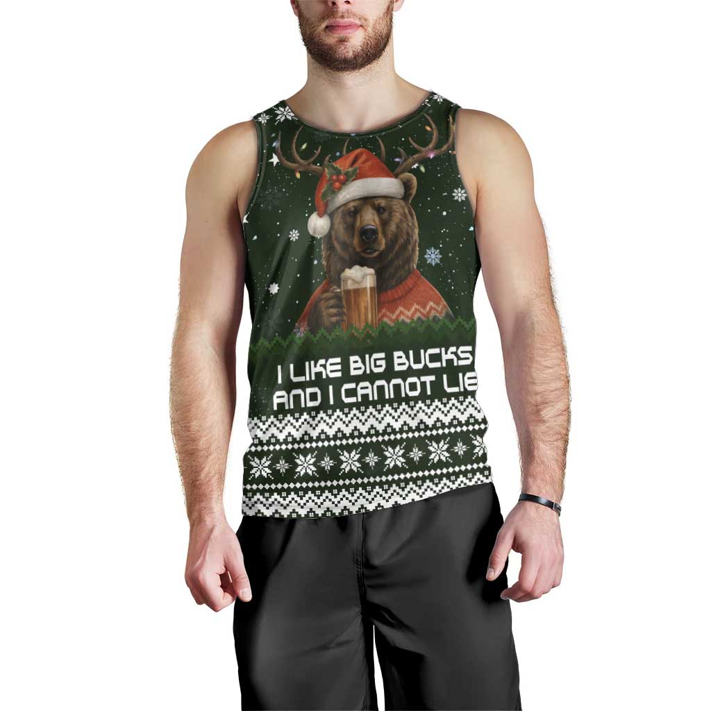 Bear Hunting and Beer Christmas Men Tank Top Xmas Holiday Patterns - Wonder Print Shop