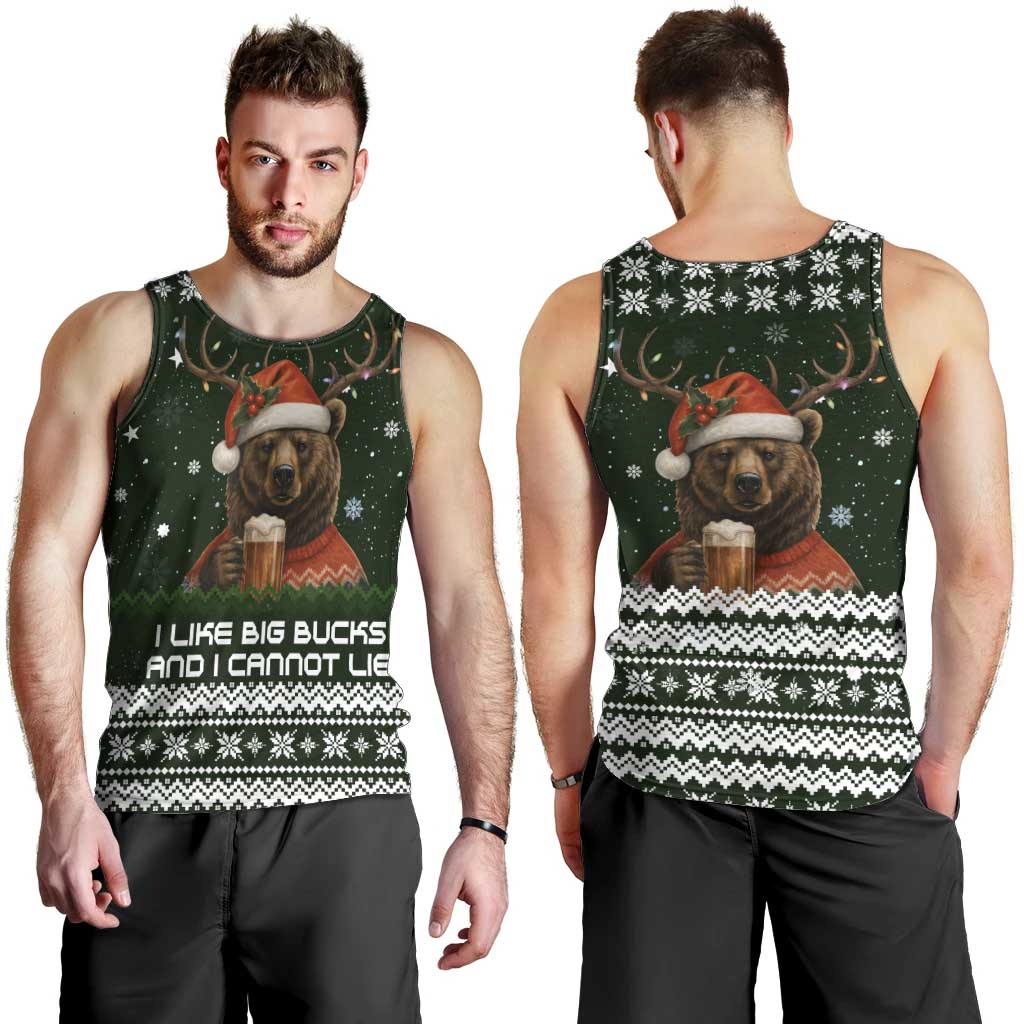 Bear Hunting and Beer Christmas Men Tank Top Xmas Holiday Patterns - Wonder Print Shop