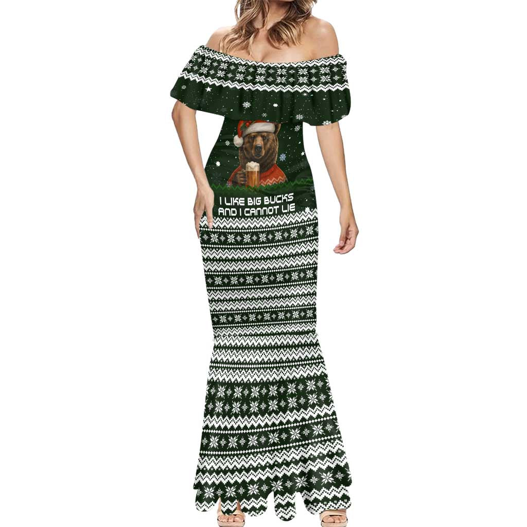 Bear Hunting and Beer Christmas Mermaid Dress Xmas Holiday Patterns - Wonder Print Shop