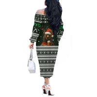 Bear Hunting and Beer Christmas Off The Shoulder Long Sleeve Dress Xmas Holiday Patterns - Wonder Print Shop