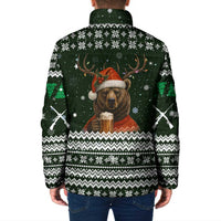 Bear Hunting and Beer Christmas Padded Jacket Xmas Holiday Patterns - Wonder Print Shop