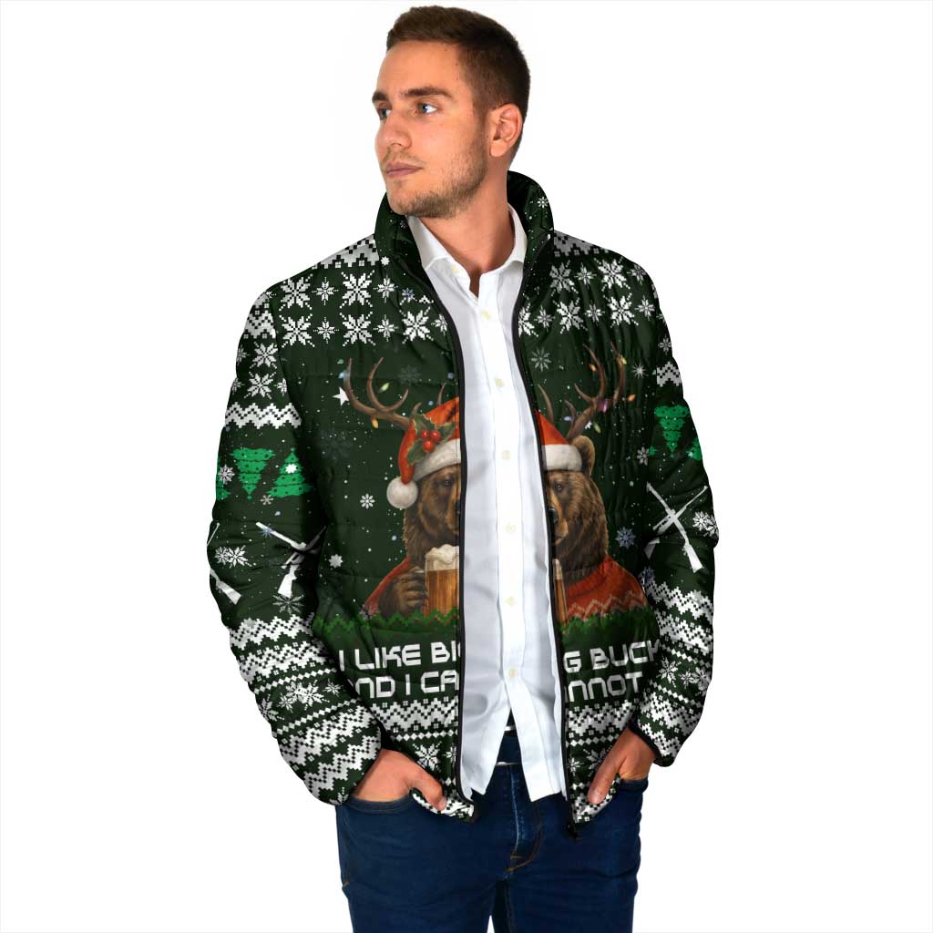 Bear Hunting and Beer Christmas Padded Jacket Xmas Holiday Patterns - Wonder Print Shop