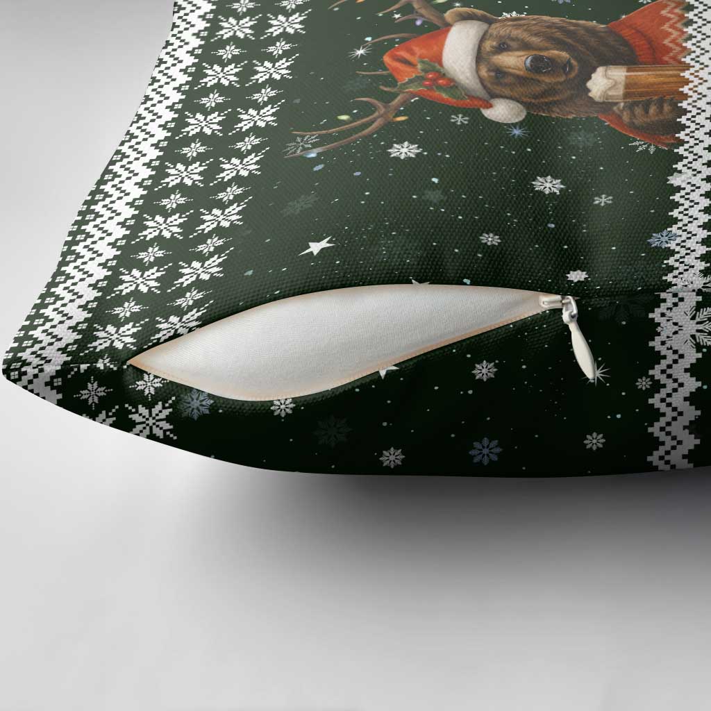 Bear Hunting and Beer Christmas Pillow Cover Xmas Holiday Patterns - Wonder Print Shop