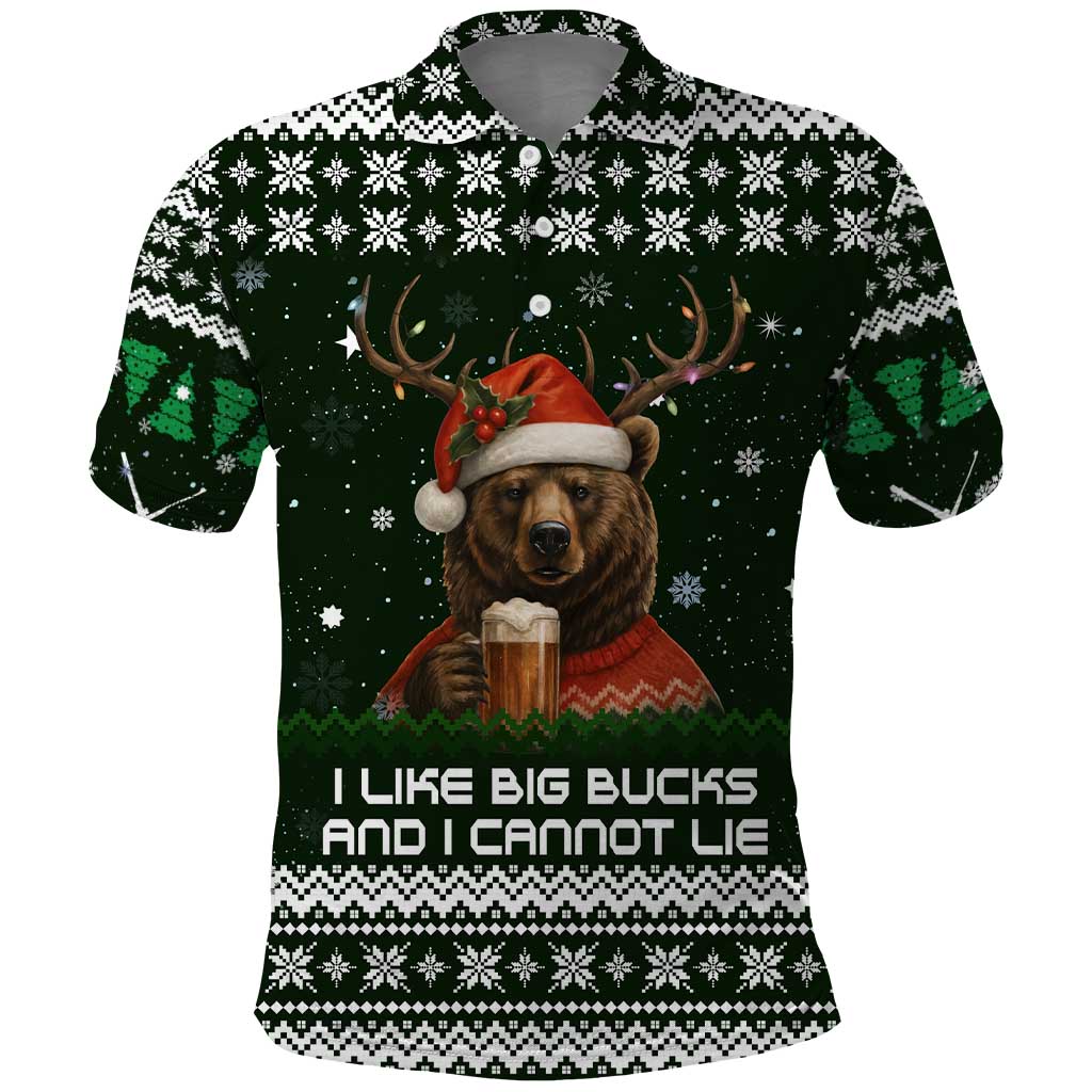 Bear Hunting and Beer Christmas Polo Shirt Xmas Holiday Patterns - Wonder Print Shop