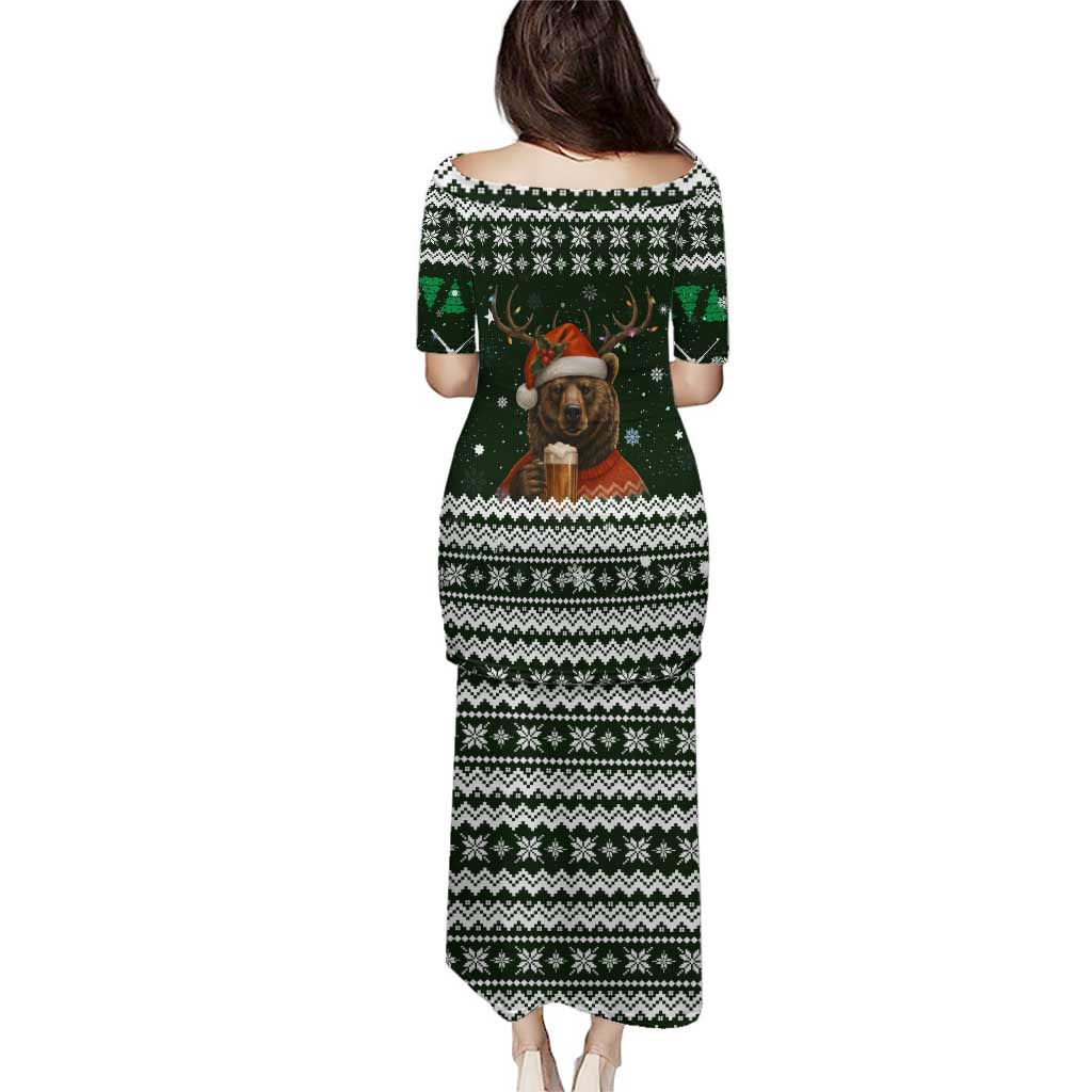 Bear Hunting and Beer Christmas Puletasi Xmas Holiday Patterns - Wonder Print Shop