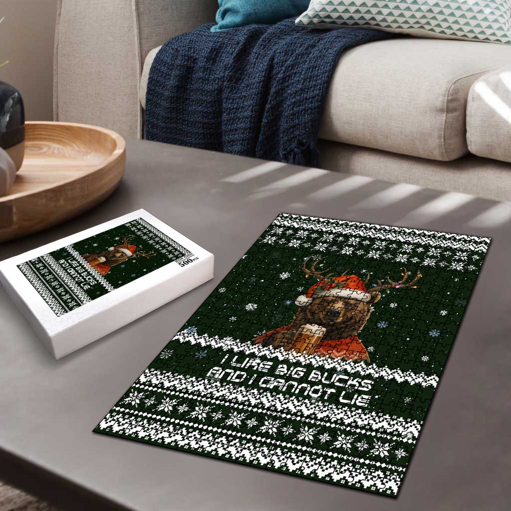 Bear Hunting and Beer Christmas Puzzle Xmas Holiday Patterns - Wonder Print Shop