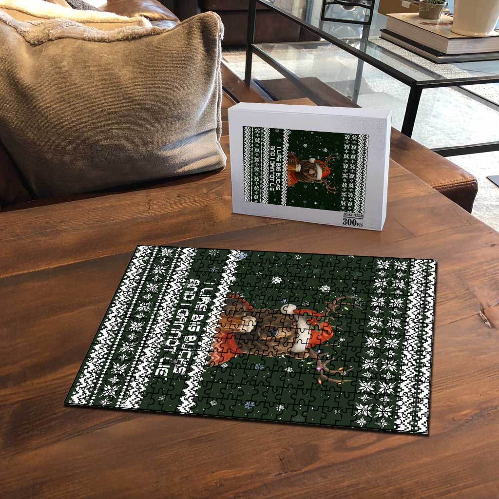 Bear Hunting and Beer Christmas Puzzle Xmas Holiday Patterns - Wonder Print Shop