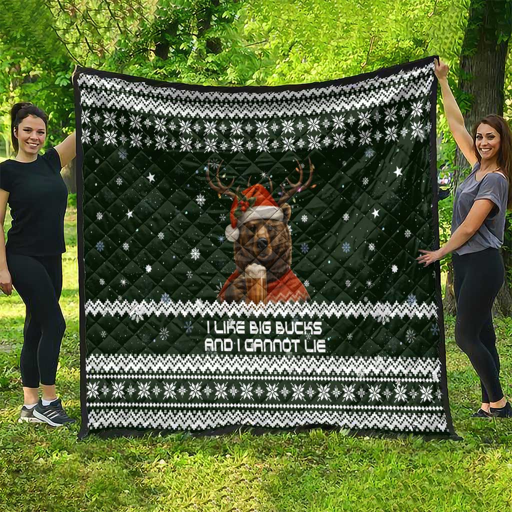Bear Hunting and Beer Christmas Quilt Xmas Holiday Patterns - Wonder Print Shop