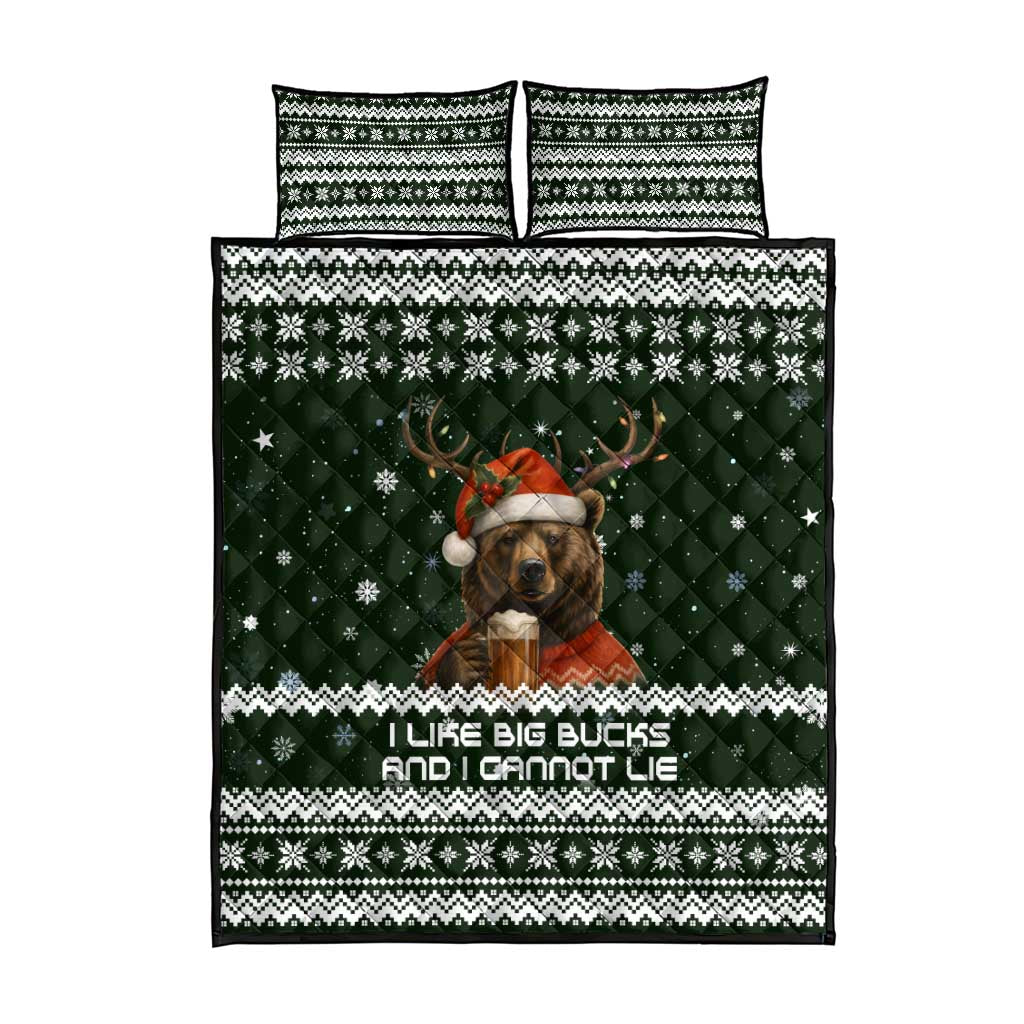 Bear Hunting and Beer Christmas Quilt Bed Set Xmas Holiday Patterns - Wonder Print Shop