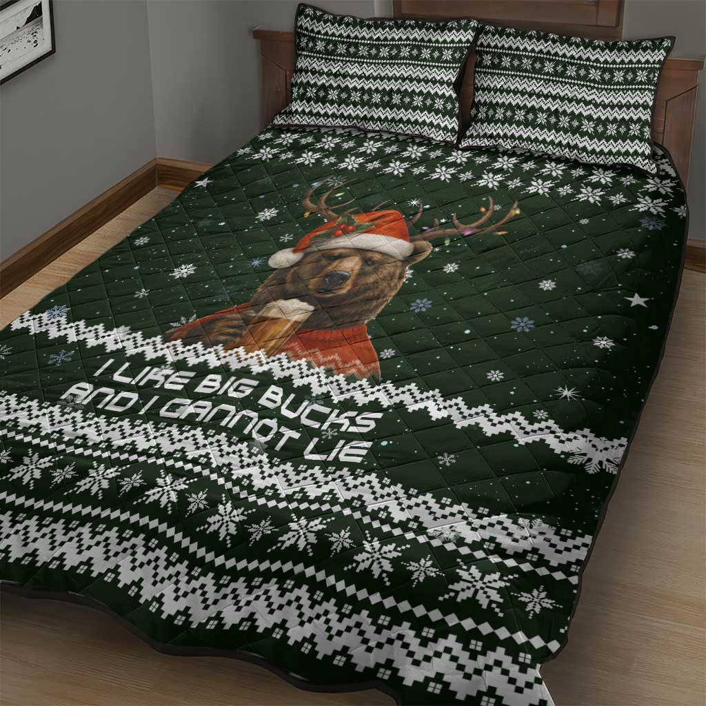 Bear Hunting and Beer Christmas Quilt Bed Set Xmas Holiday Patterns - Wonder Print Shop