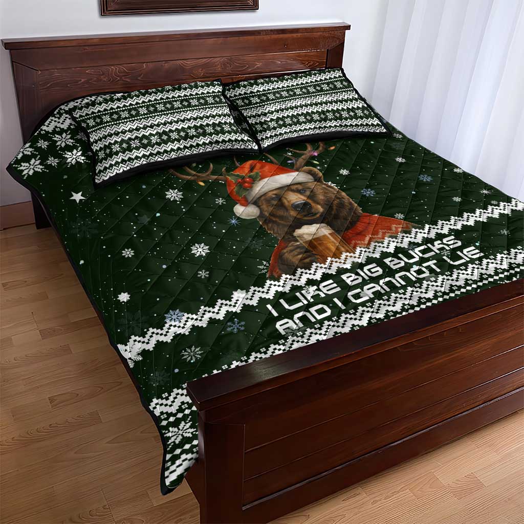 Bear Hunting and Beer Christmas Quilt Bed Set Xmas Holiday Patterns - Wonder Print Shop
