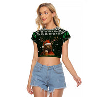 Bear Hunting and Beer Christmas Raglan Cropped T Shirt Xmas Holiday Patterns - Wonder Print Shop