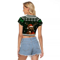 Bear Hunting and Beer Christmas Raglan Cropped T Shirt Xmas Holiday Patterns - Wonder Print Shop