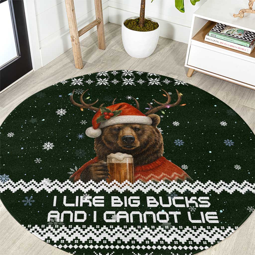 Bear Hunting and Beer Christmas Round Carpet Xmas Holiday Patterns - Wonder Print Shop