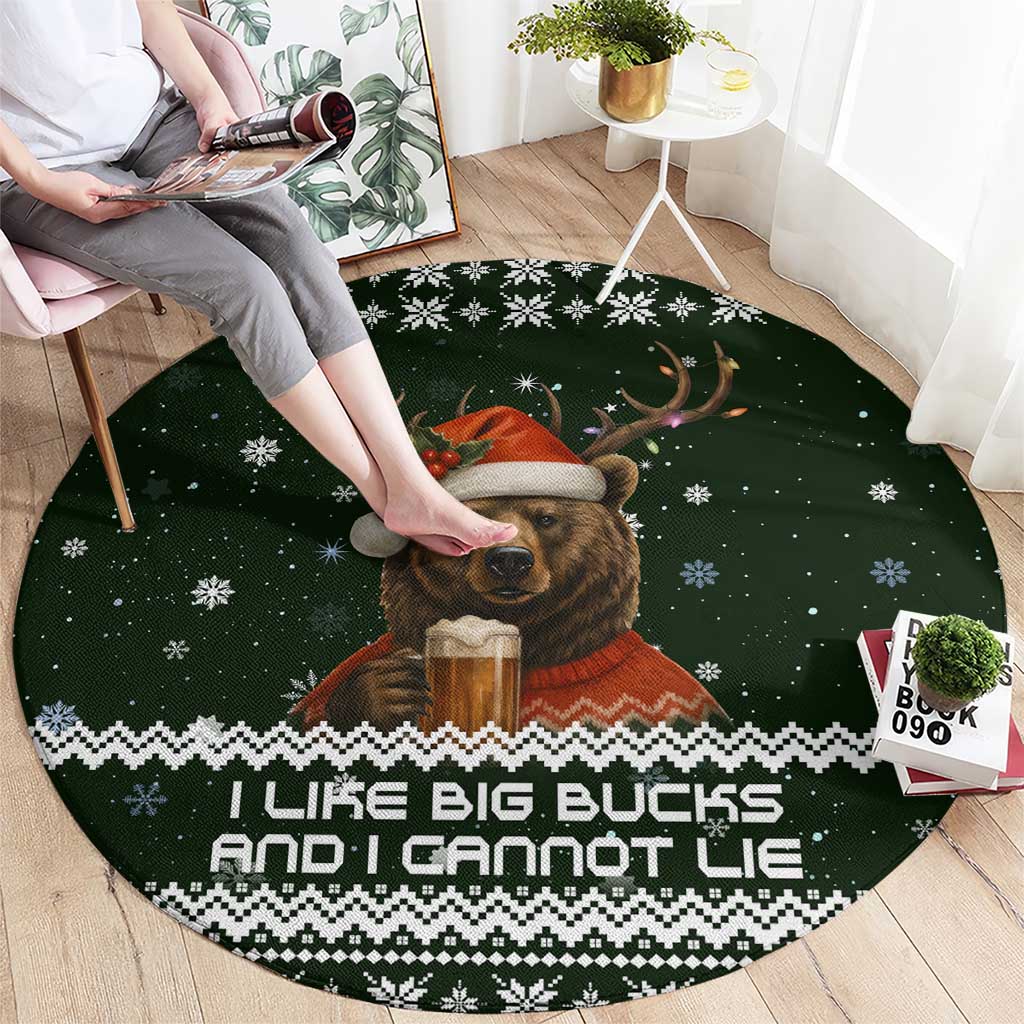 Bear Hunting and Beer Christmas Round Carpet Xmas Holiday Patterns - Wonder Print Shop