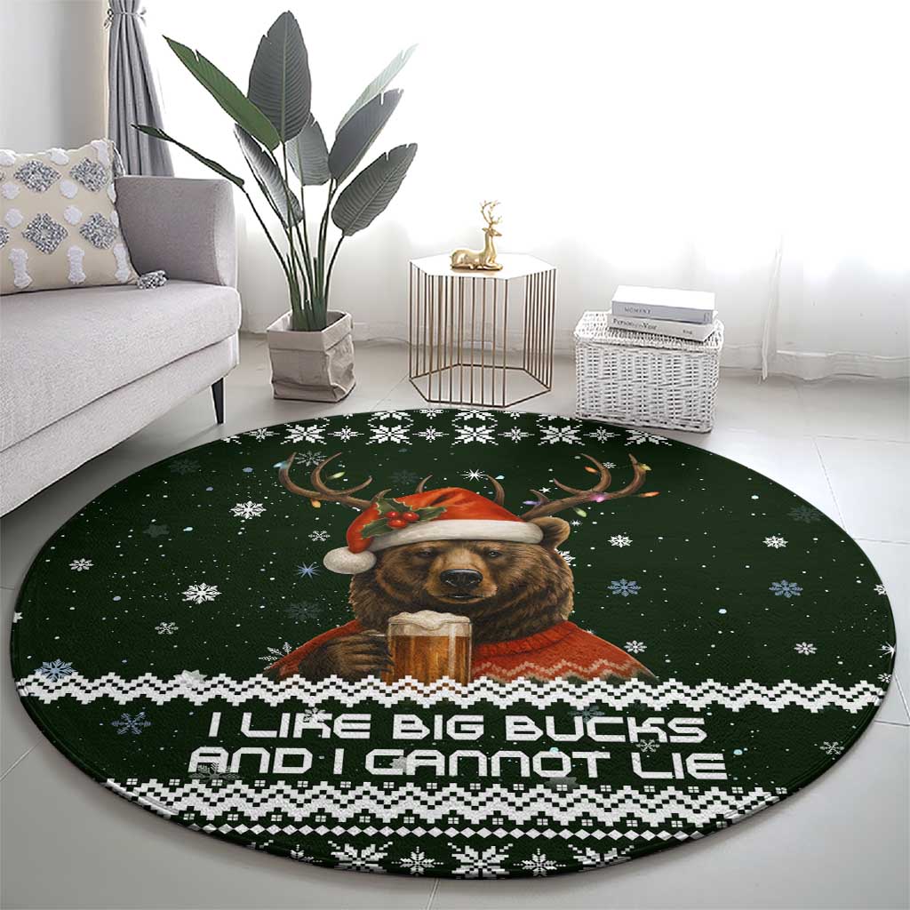 Bear Hunting and Beer Christmas Round Carpet Xmas Holiday Patterns - Wonder Print Shop