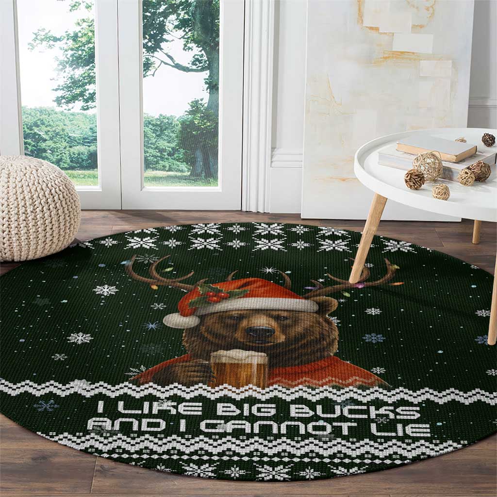 Bear Hunting and Beer Christmas Round Carpet Xmas Holiday Patterns - Wonder Print Shop
