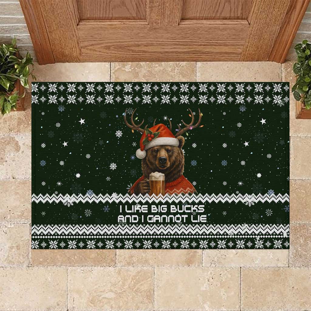 Bear Hunting and Beer Christmas Rubber Doormat Xmas Holiday Patterns - Wonder Print Shop
