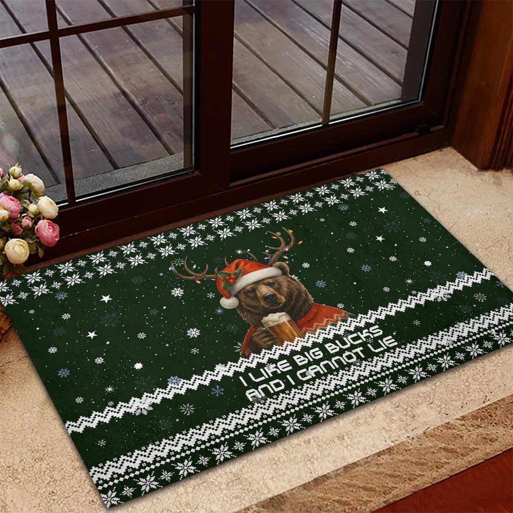Bear Hunting and Beer Christmas Rubber Doormat Xmas Holiday Patterns - Wonder Print Shop
