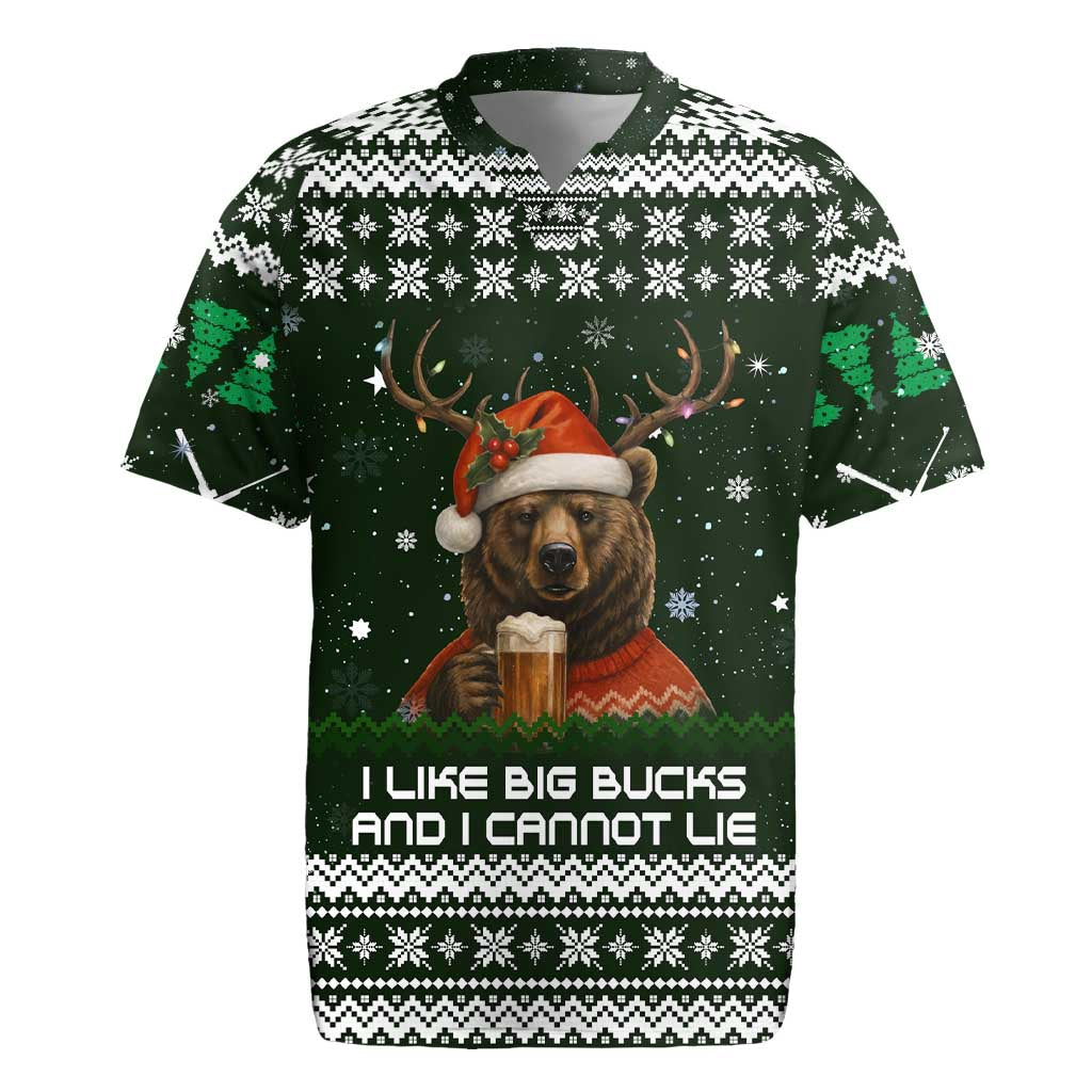 Bear Hunting and Beer Christmas Rugby Jersey Xmas Holiday Patterns - Wonder Print Shop