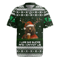 Bear Hunting and Beer Christmas Rugby Jersey Xmas Holiday Patterns - Wonder Print Shop