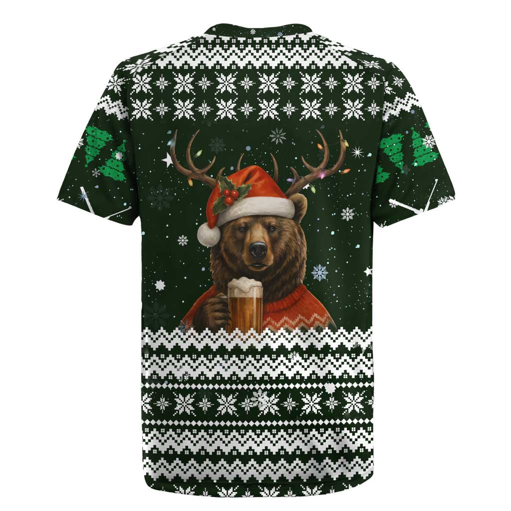 Bear Hunting and Beer Christmas Rugby Jersey Xmas Holiday Patterns - Wonder Print Shop