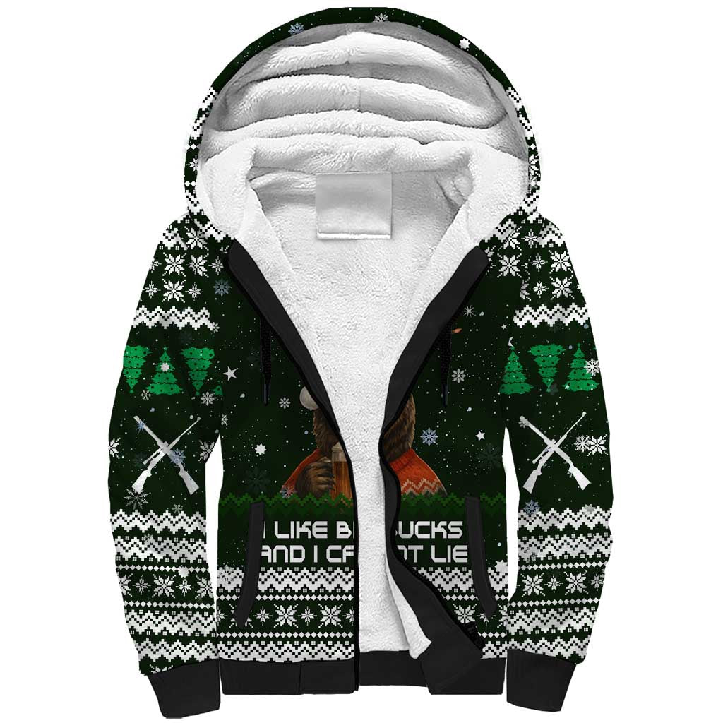 Bear Hunting and Beer Christmas Sherpa Hoodie Xmas Holiday Patterns - Wonder Print Shop