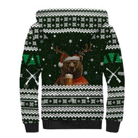 Bear Hunting and Beer Christmas Sherpa Hoodie Xmas Holiday Patterns - Wonder Print Shop