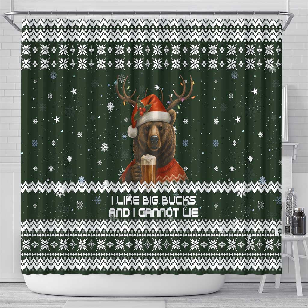 Bear Hunting and Beer Christmas Shower Curtain Xmas Holiday Patterns - Wonder Print Shop
