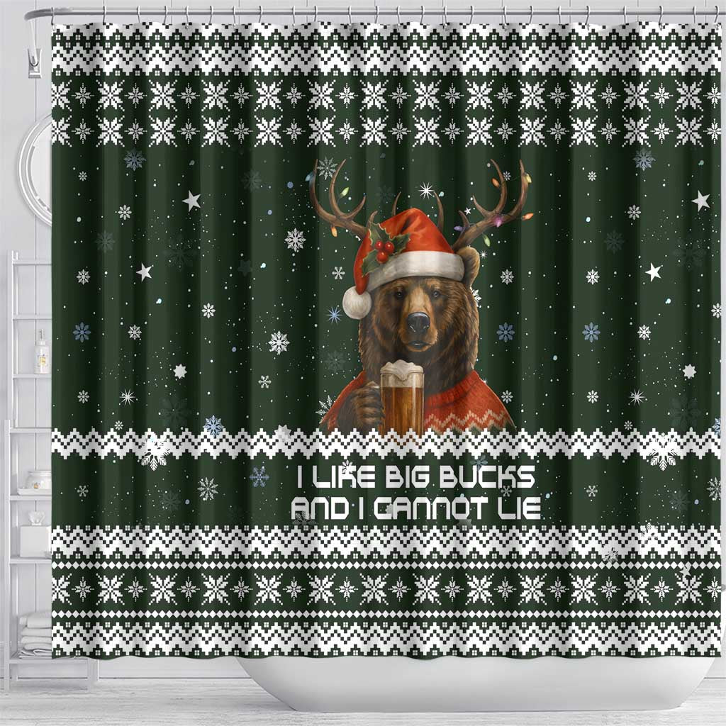 Bear Hunting and Beer Christmas Shower Curtain Xmas Holiday Patterns - Wonder Print Shop
